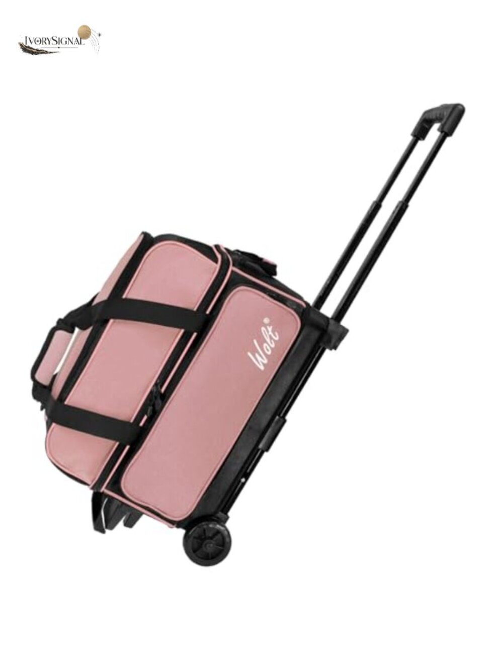 2 Ball Bowling Roller Bag with Wheels Retractable Handle Shoes Compartment